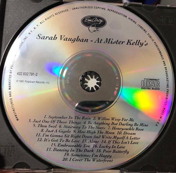 Sarah Vaughan And Her Trio - Sarah Vaughan At Mister Kelly's (CD, Album, RE, RM) (Near Mint (NM or M-)) - Image 3