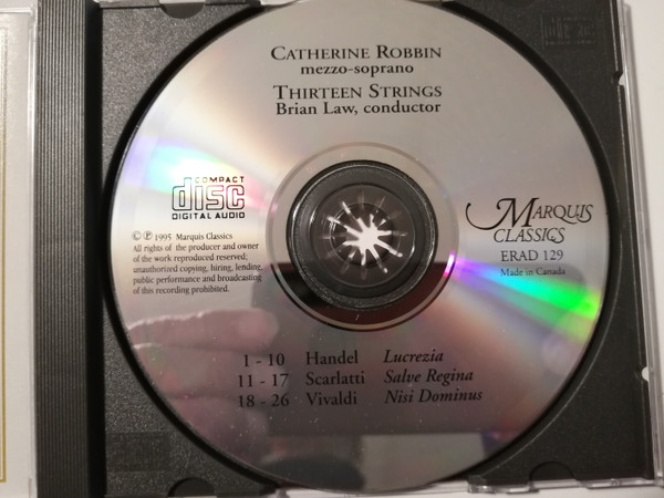 Georg Friedrich Händel, Domenico Scarlatti, Antonio Vivaldi, Catherine Robbin, Thirteen Strings Of Ottawa, Brian Law - Lucrezia / Salve Regina / Nisi Dominus (CD, Album) (Near Mint (NM or M-)) - Image 3