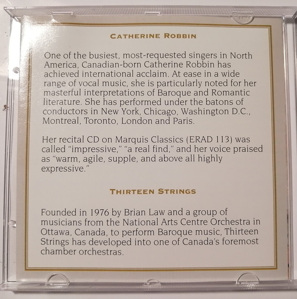 Georg Friedrich Händel, Domenico Scarlatti, Antonio Vivaldi, Catherine Robbin, Thirteen Strings Of Ottawa, Brian Law - Lucrezia / Salve Regina / Nisi Dominus (CD, Album) (Near Mint (NM or M-)) - Image 4
