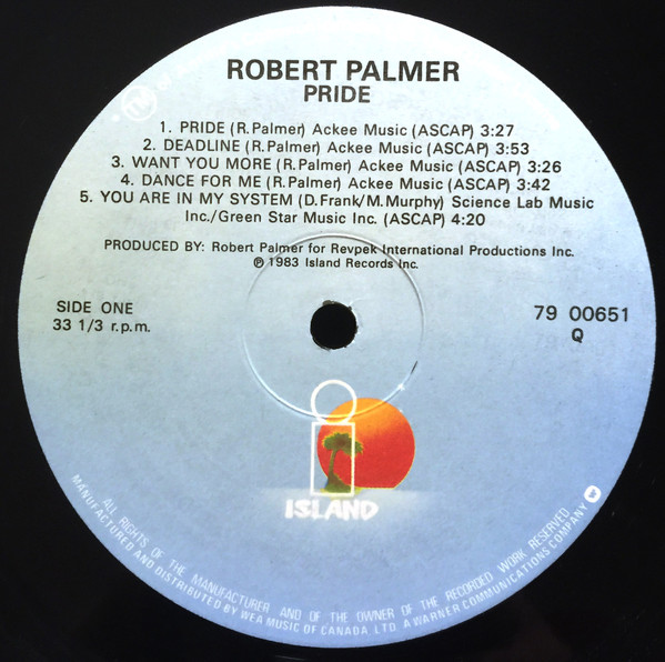 Robert Palmer - Pride (LP, Album) (Mint (M)) - Image 3