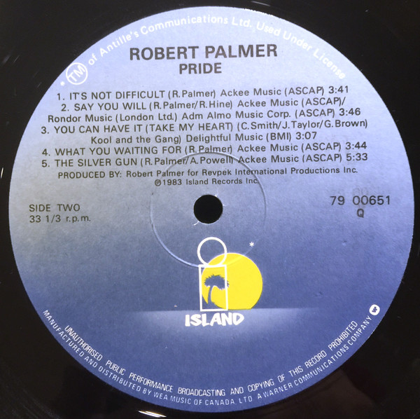 Robert Palmer - Pride (LP, Album) (Mint (M)) - Image 4
