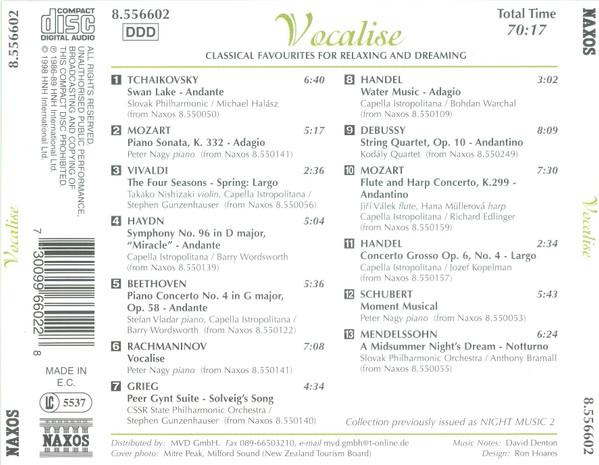Various - Vocalise - Classical Favourites For Relaxing And Dreaming (CD, Comp) (Near Mint (NM or M-)) - Image 4