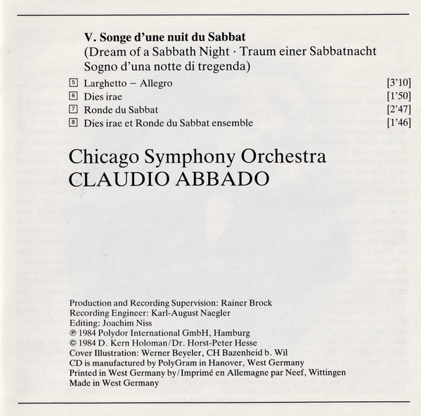 Hector Berlioz - Chicago Symphony Orchestra, Claudio Abbado - Symphonie Fantastique (CD, Album) (Near Mint (NM or M-)) - Image 5