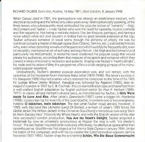 Richard Tauber - My Heart's Delight - Operetta Gems & Songs Of Romance 1928-1943 (CD, Comp, Mono) (Near Mint (NM or M-)) - Image 3