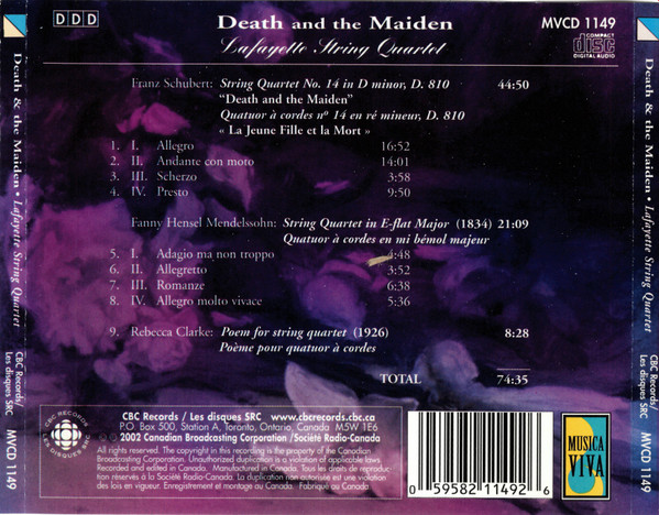 Lafayette String Quartet - Death And The Maiden (CD, Album) (Near Mint (NM or M-)) - Image 2