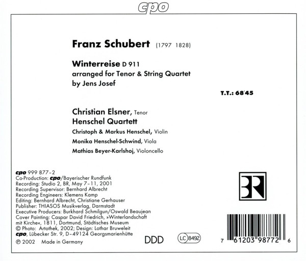 Franz Schubert - Christian Elsner, Henschel Quartett - Winterreise (For Tenor & String Quartet) (CD, Album) (Near Mint (NM or M-)) - Image 5