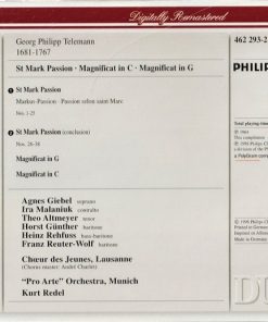 Alternative view of Georg Philipp Telemann – Agnes Giebel, Ira Malaniuk, Theo Altmeyer, Horst Günter, Heinz Rehfuss / Chœur Des Jeunes, Lausanne / Orchestre Pro Arte De Munich / Kurt Redel - St Mark Passion / Magnificat In C, Magnificat In G (2xCD, Comp, RM) (Near Mint (NM or M-))