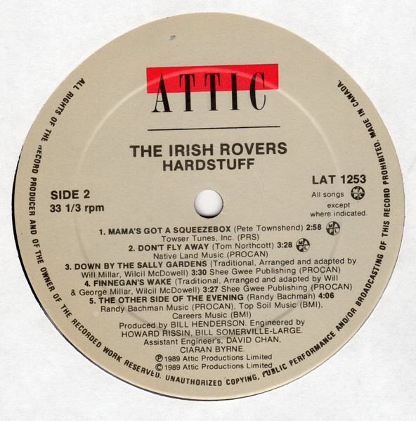 The Irish Rovers - Hardstuff (LP, Album) (Mint (M)) - Image 4