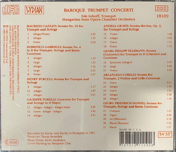 Ede Inhoff Trumpet Hungarian State Opera Chamber Orchestra - Baroque Trumpet Concerti (CD, Album) (Near Mint (NM or M-)) - Image 2
