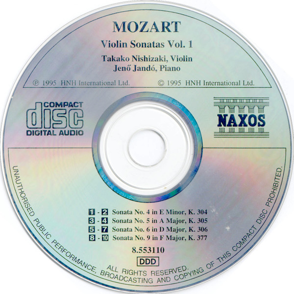 Wolfgang Amadeus Mozart, Takako Nishizaki, Jenö Jandó - Violin Sonatas Vol. 1 (K. 304 - 306 • K. 377) (CD, Album, RE) (Near Mint (NM or M-)) - Image 3
