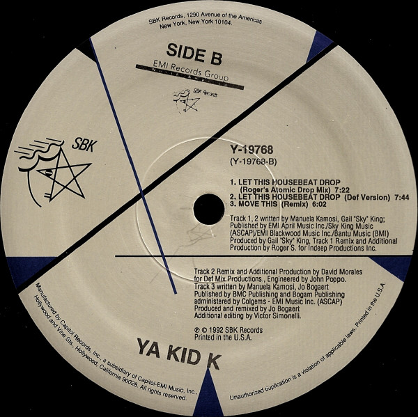 Ya Kid K - Let This Housebeat Drop (12") (Mint (M)) - Image 2