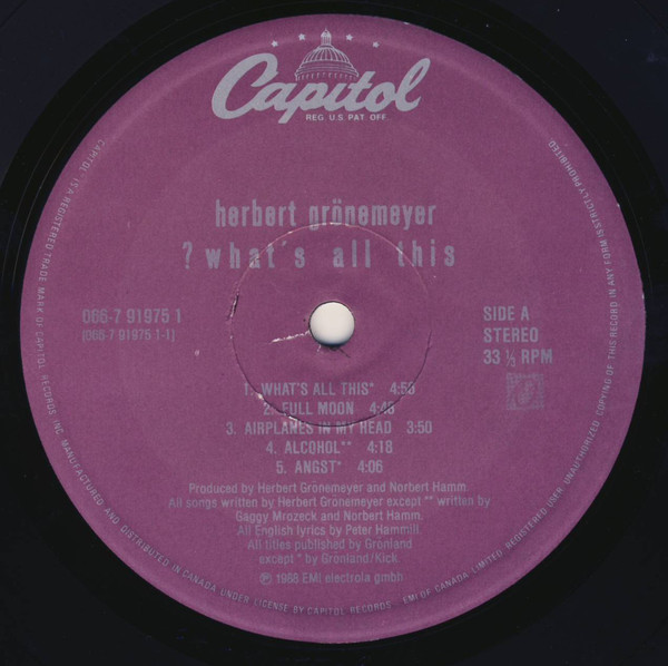 Herbert Grönemeyer - ? What's All This (LP, Album) (Mint (M)) - Image 3