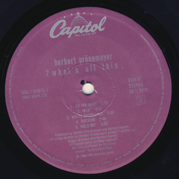 Herbert Grönemeyer - ? What's All This (LP, Album) (Mint (M)) - Image 4