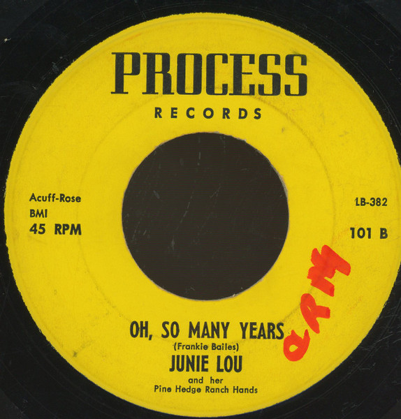Junie Lou And The Pine Hedge Ranch Hands - Ballad Of Lookout Mountain / Oh, So Many Years (7") (Very Good Plus (VG+)) - Image 3