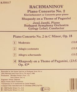 Alternative view of Sergei Vasilyevich Rachmaninoff - Jenö Jandó - Budapest Symphony Orchestra - György Lehel - Piano Concerto No. 2 • Rhapsody On A Theme Of Paganini (CD, Album) (Near Mint (NM or M-))