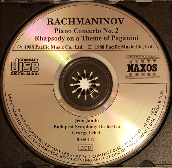 Sergei Vasilyevich Rachmaninoff - Jenö Jandó - Budapest Symphony Orchestra - György Lehel - Piano Concerto No. 2 • Rhapsody On A Theme Of Paganini (CD, Album) (Near Mint (NM or M-)) - Image 3