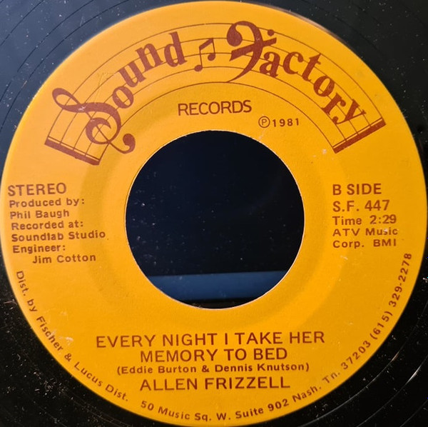 Allen Frizzell - She's Livin' It Up (And I'm Drinkin' 'Em Down) (7", Single, Sto) (Very Good Plus (VG+)) - Image 2