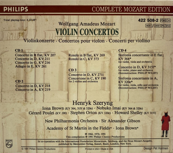 Wolfgang Amadeus Mozart - Violin Concertos (4xCD, Comp, Sli + Box, Sli) (Near Mint (NM or M-)) - Image 2