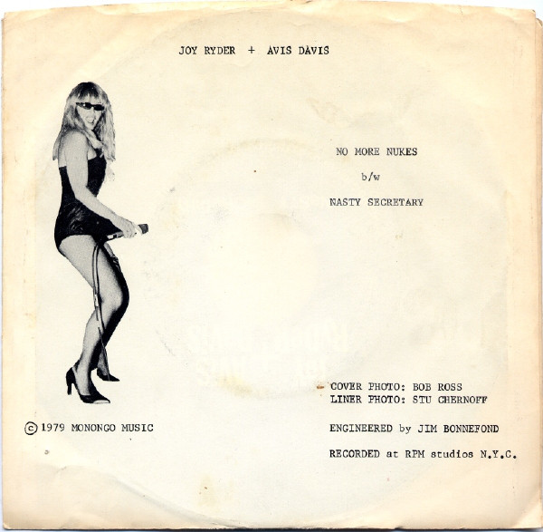 Joy Ryder + Avis Davis - No More Nukes / Nasty Secretary (7") (Near Mint (NM or M-)) - Image 2