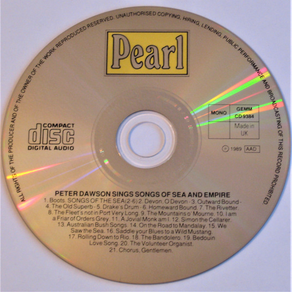 Peter Dawson - Songs Of The Sea (Stanford) And Other Songs Of Sea & Empire (CD, Album) (Near Mint (NM or M-)) - Image 3