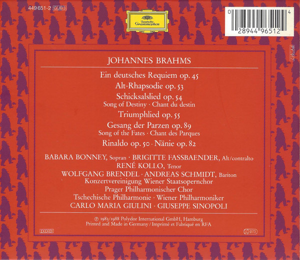 Johannes Brahms - Werke Für Chor Und Orchester = Works For Chorus And Orchestra = Oeuvres Pour Choeur Et Orchestre (3xCD + Box, Comp, Sli) (Mint (M)) - Image 2