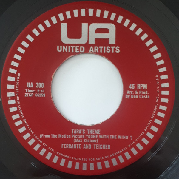 Ferrante & Teicher - Love Theme From One Eyed Jacks / Tara's Theme From Gone With The Wind (7") (Near Mint (NM or M-)) - Image 2