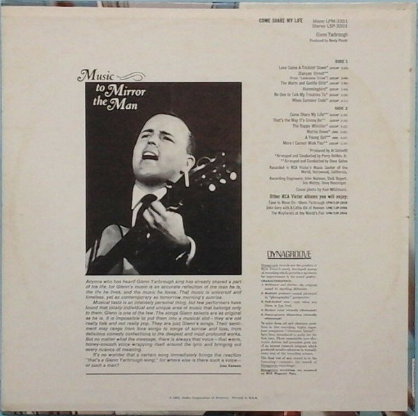 Glenn Yarbrough - Come Share My Life (LP, Album) (Mint (M)) - Image 2