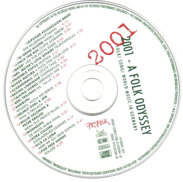 Various - 2001 - A Folk Odyssey (Folk/Song/World Music In Germany) (CD, Comp, Promo) (Near Mint (NM or M-)) - Image 3
