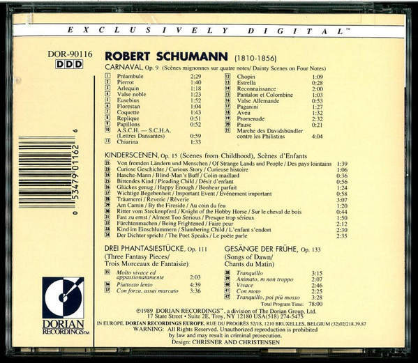 Antonin Kubalek, Robert Schumann - Piano Music Of Robert Schumann (CD) (Mint (M)) - Image 2