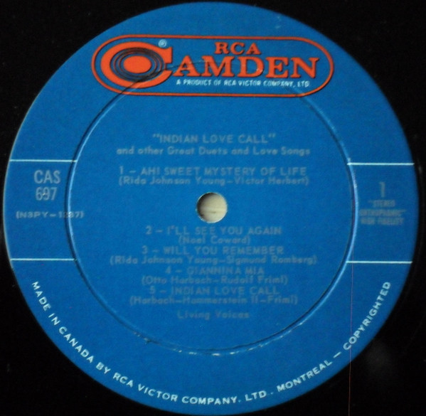 Living Voices - Living Voices Sing Indian Love Call And Other Great Duets And Love Songs (LP) (Mint (M)) - Image 3