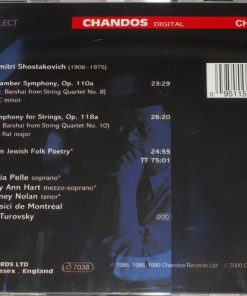 Alternative view of Dmitri Shostakovich - Nadia Pelle, Mary Ann Hart (2), Rodney Nolan, I Musici De Montréal, Yuli Turovsky - Chamber Symphony / Symphony For Strings / From Jewish Folk Poetry (CD, Album, RE) (Near Mint (NM or M-))