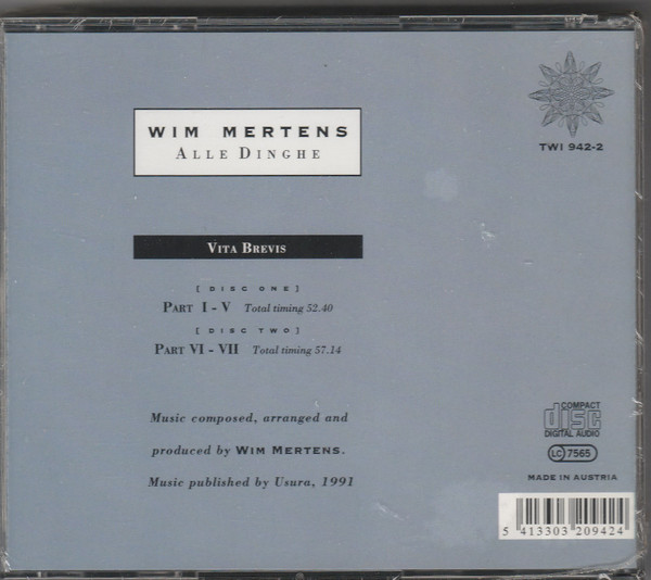 Wim Mertens - Vita Brevis (2xCD, Album) (Near Mint (NM or M-)) - Image 3