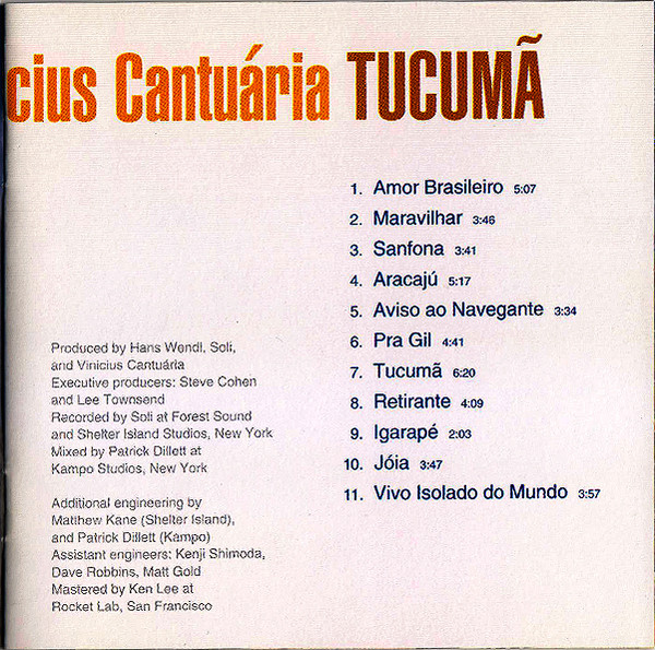 Vinicius Cantuária - Tucumã (CD, Album) (Near Mint (NM or M-)) - Image 3