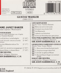 Alternative view of Gustav Mahler, Janet Baker / Hallé Orchestra / Sir John Barbirolli - Dame Janet Baker - Mahler :Lieder Eines Fahrenden Gesellen - Kindertotenlieder - Rückert Lieder (CD, Comp) (Near Mint (NM or M-))
