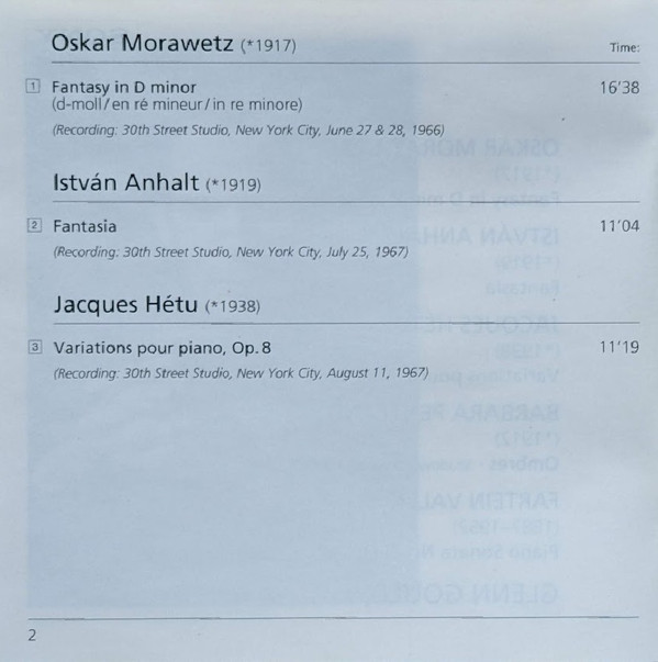 Oskar Morawetz, István Anhalt, Jacques Hétu, Barbara Pentland, Fartein Valen, Glenn Gould - Glenn Gould Plays Contemporary Music (CD, Comp, RM) (Near Mint (NM or M-)) - Image 4