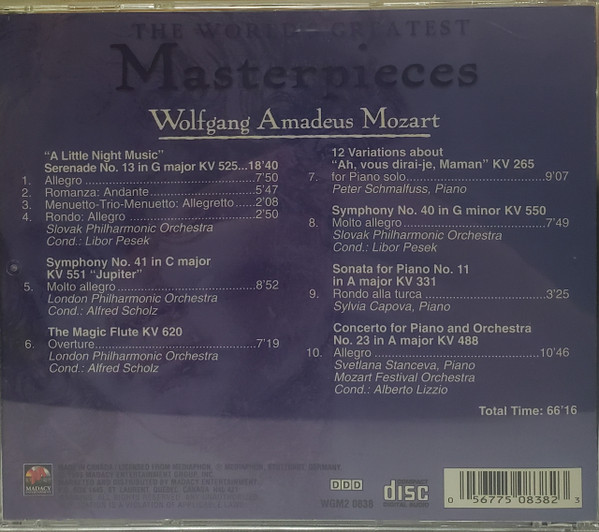 Wolfgang Amadeus Mozart - The World's Greatest Masterpieces (CD, Comp) (Near Mint (NM or M-)) - Image 2
