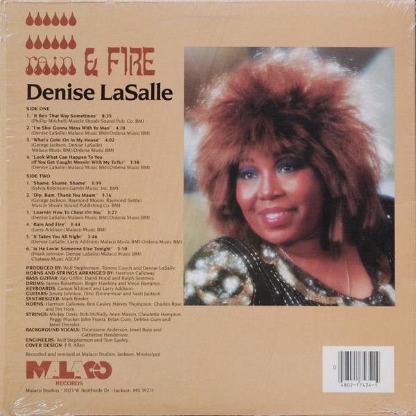 Denise LaSalle - Rain & Fire (LP, Album, Pit) (Mint (M)) - Image 2