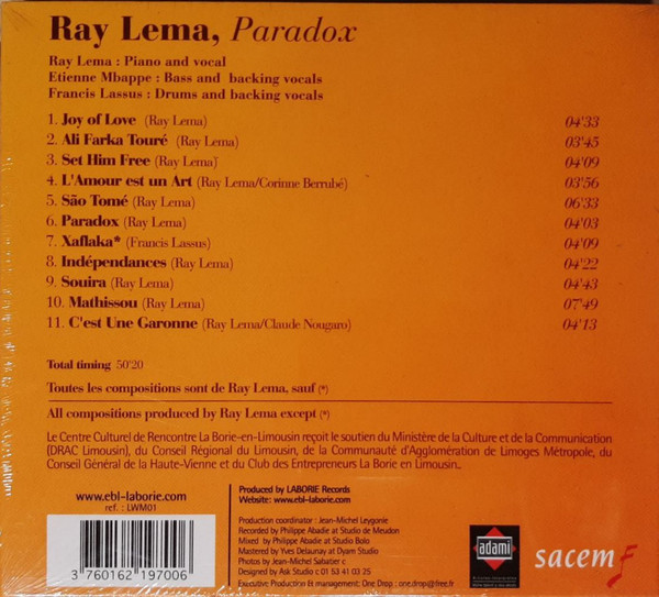 Ray Lema - Paradox (CD, Album) (Near Mint (NM or M-)) - Image 2