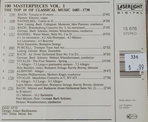 Various - 100 Masterpieces Vol.1 - The Top 10 Of Classical Music 1685-1730 (CD, Comp) (Near Mint (NM or M-)) - Image 2
