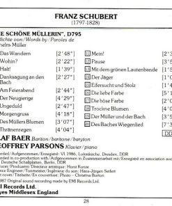 Alternative view of Franz Schubert - Olaf Bär, Geoffrey Parsons (2) - Die Schöne Müllerin (CD) (Near Mint (NM or M-))