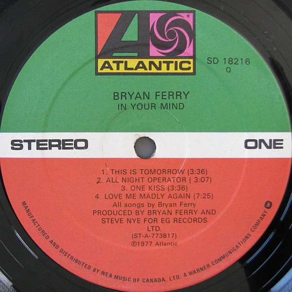 Bryan Ferry - In Your Mind (LP, Album) (Mint (M)) - Image 3