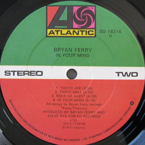 Bryan Ferry - In Your Mind (LP, Album) (Mint (M)) - Image 4