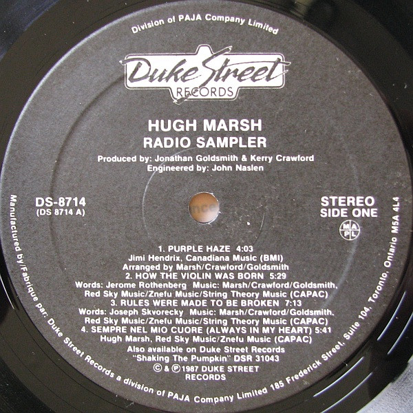 Hugh Marsh - Radio Sampler (LP, Smplr) (Mint (M))
