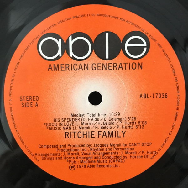 The Ritchie Family - American Generation (LP, Album) (Mint (M)) - Image 3