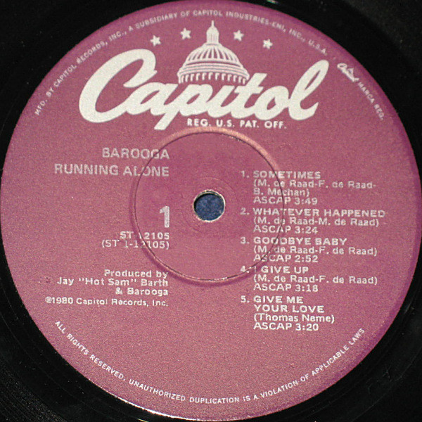 Barooga - Running Alone (LP, Album, Win) (Mint (M)) - Image 3