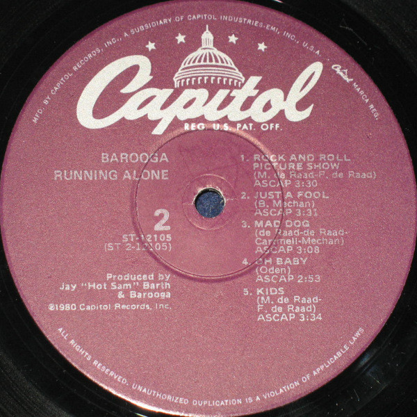 Barooga - Running Alone (LP, Album, Win) (Mint (M)) - Image 4