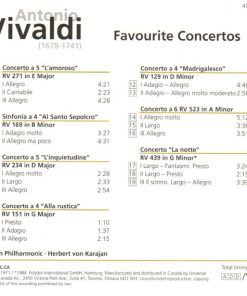 Alternative view of Antonio Vivaldi, Berliner Philharmoniker, Herbert von Karajan - Favourite Concertos (CD, Album, RE) (Near Mint (NM or M-))
