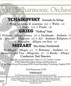 Alternative view of Royal Philharmonic Orchestra, Pyotr Ilyich Tchaikovsky, Edvard Grieg, Wolfgang Amadeus Mozart, Yuri Simonov - Serenade For Strings / "Holberg" Suite / Eine Kleine Nachtmusik (CD) (Near Mint (NM or M-))