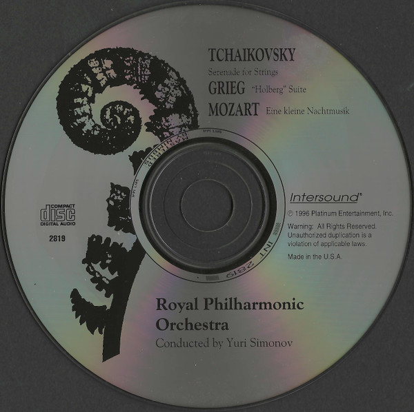 Royal Philharmonic Orchestra, Pyotr Ilyich Tchaikovsky, Edvard Grieg, Wolfgang Amadeus Mozart, Yuri Simonov - Serenade For Strings / "Holberg" Suite / Eine Kleine Nachtmusik (CD) (Near Mint (NM or M-)) - Image 3
