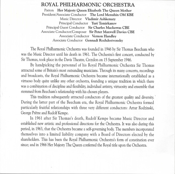 Royal Philharmonic Orchestra, Pyotr Ilyich Tchaikovsky, Edvard Grieg, Wolfgang Amadeus Mozart, Yuri Simonov - Serenade For Strings / "Holberg" Suite / Eine Kleine Nachtmusik (CD) (Near Mint (NM or M-)) - Image 4